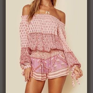 Planet Blue Blue Life off the shoulder ROMPER